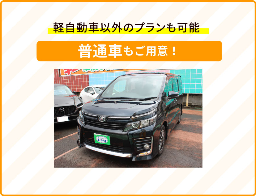 軽自動車以外のプランも可能、普通車もご用意！